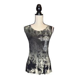 Y2K Occasions Grunge McBling Black Tank Size Extra Large